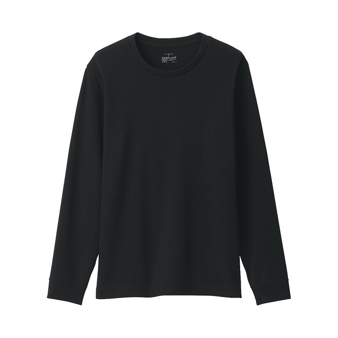 T‐shirt girocollo manica lunga in cotone e lana caldi da uomo
