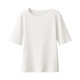 T‐shirt donna elasticizzata a maniche corte e a coste con scollo a barca