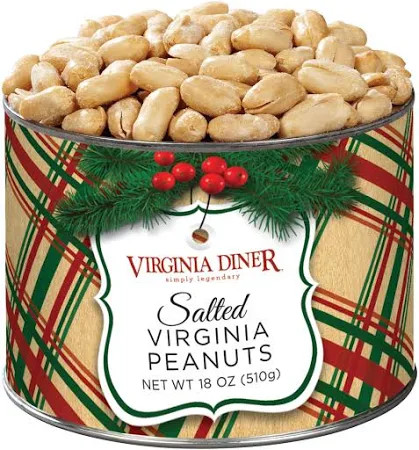 Virginia Diner Gourmet Salted Peanuts - 18 oz. Plaid Tin