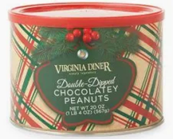 Virginia Diner Double-Dipped Chocolate Covered Peanuts--- 20 oz. Holiday Plaid Label Virginia Diner Double-Dipped Chocolate Covered Peanuts--- 20 oz. Holiday Plaid Label