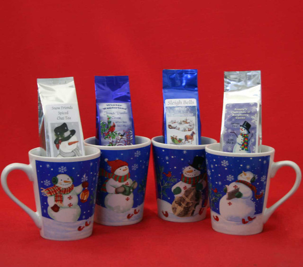 Snowman Mugs and Hot Cocoa/Chai Tea Mixes Gift Box