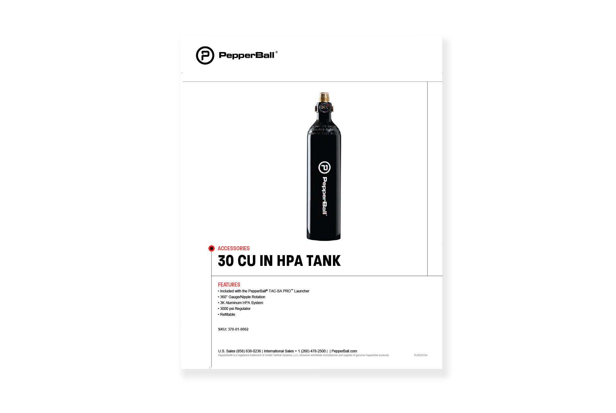 30 Cu In HPA Tank