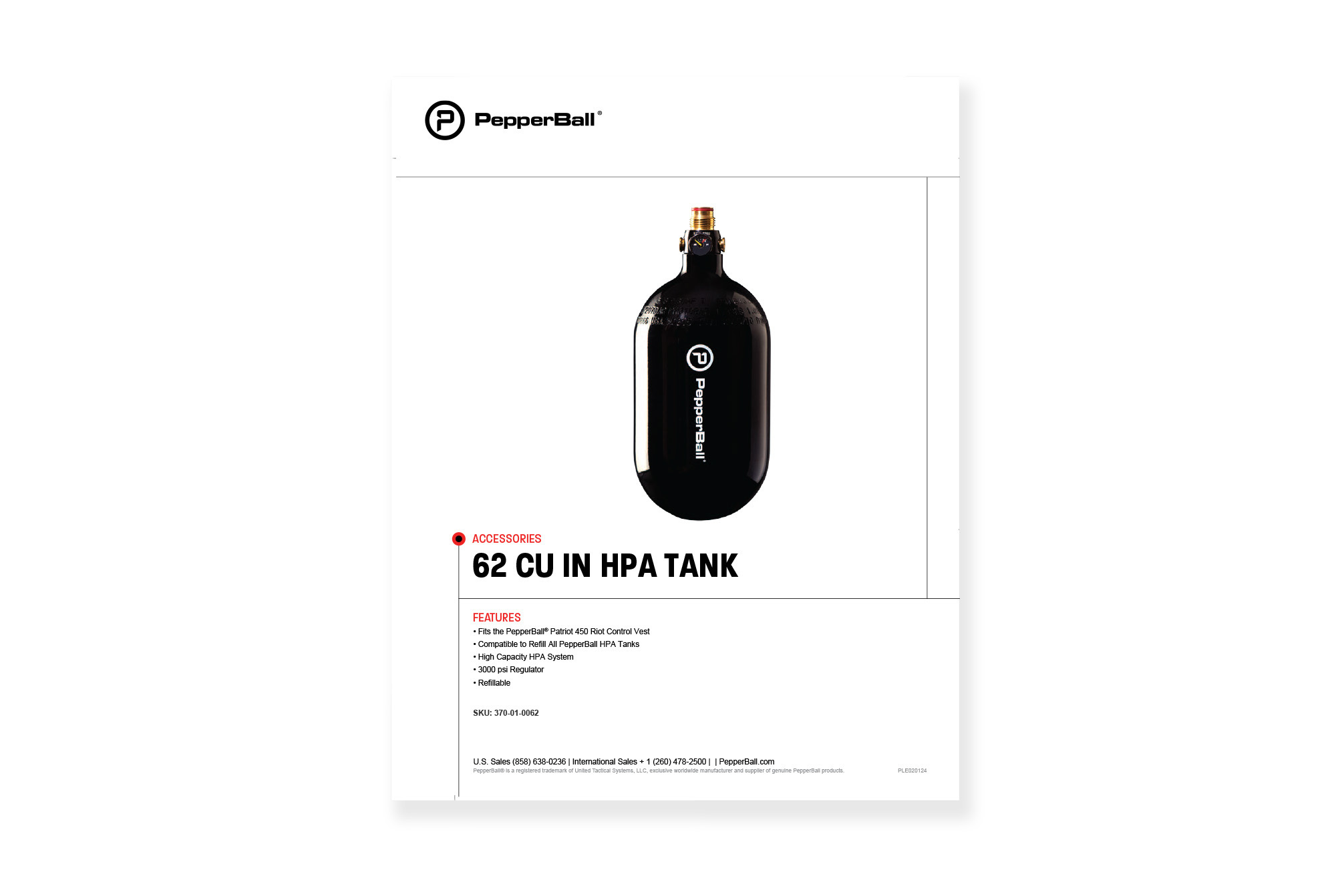 62 Cu In HPA Tank