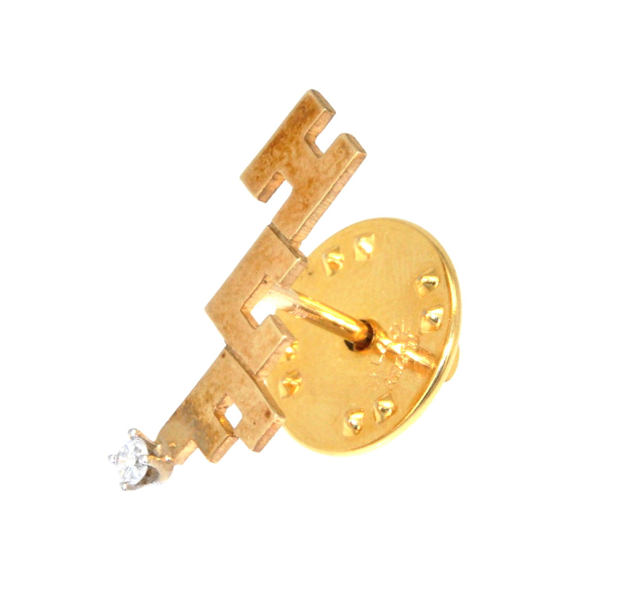 14K Yellow Gold HLF Initials Tie Pin with Diamond