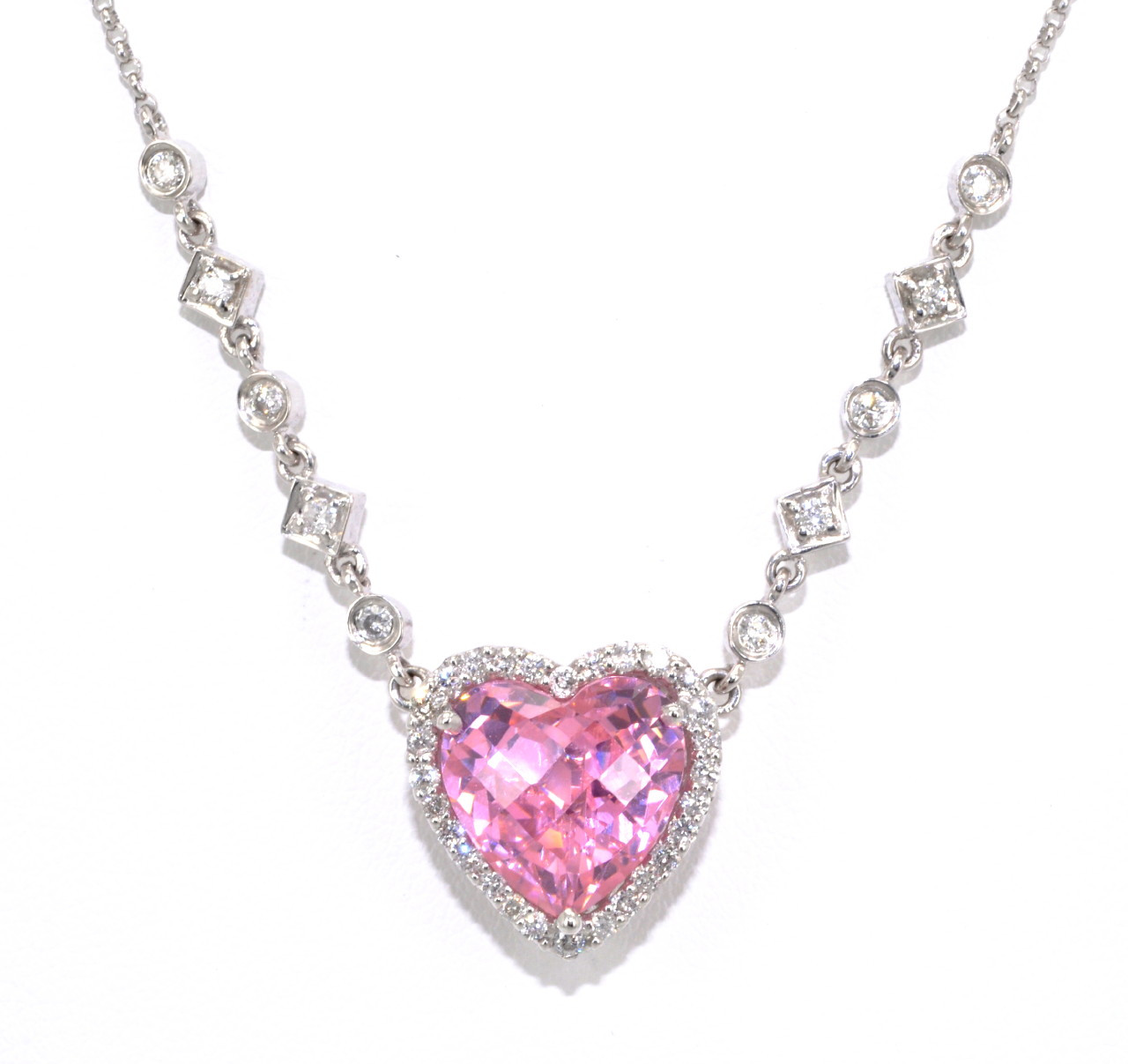 14k White Gold Pink Sapphire Diamond Necklace – Cape Cod Jewelers