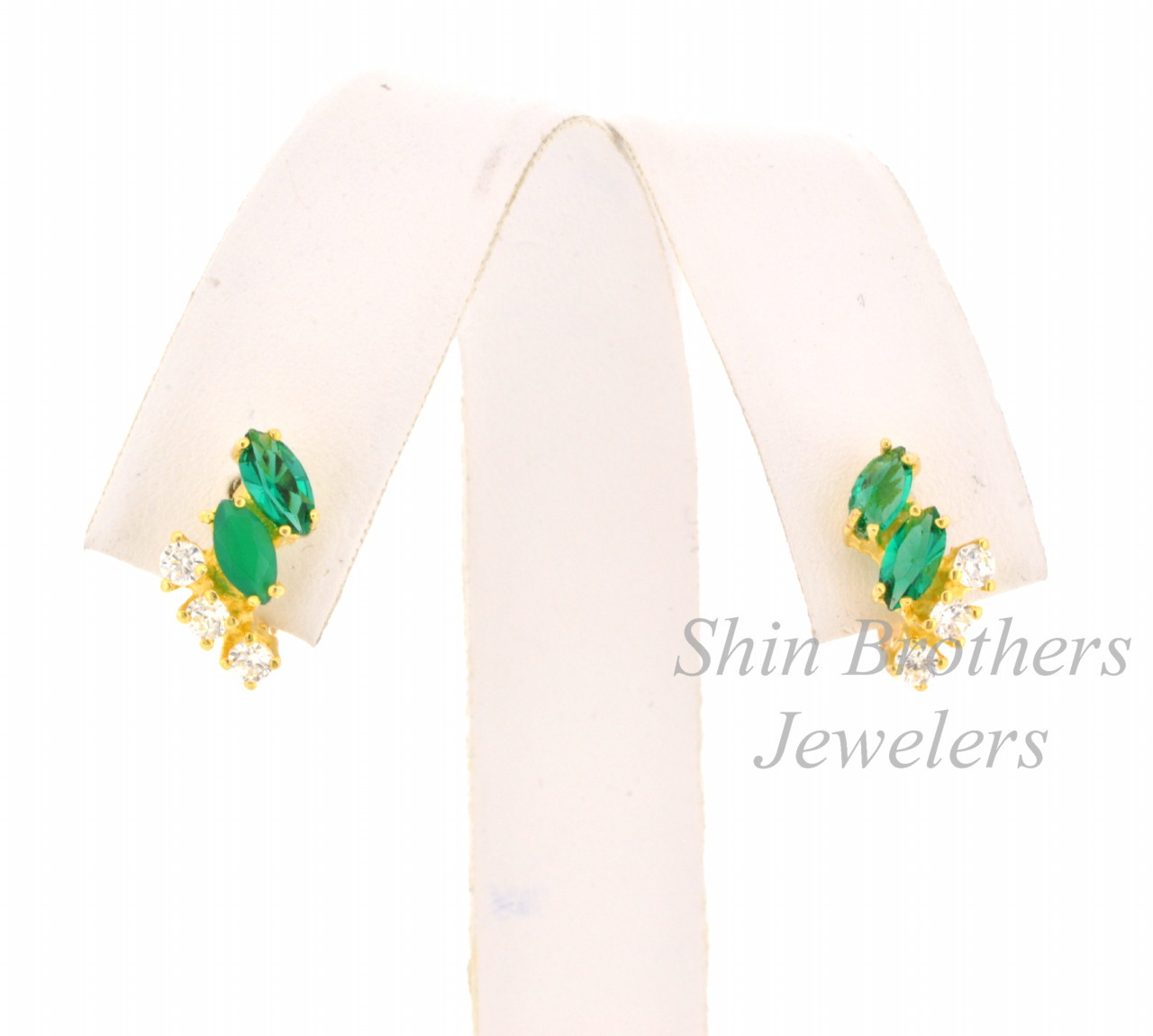 14k Yellow Gold CZ Euro Back Earrings 42002507 | Shin Brothers*