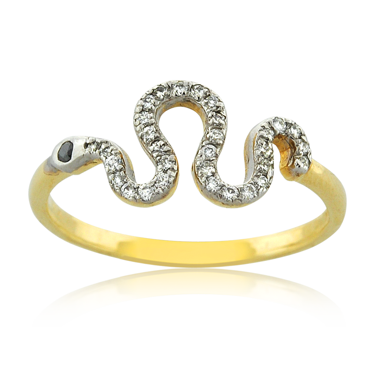 14K Yellow Gold Diamond Snake Ring 11005078 | Shin Brothers*
