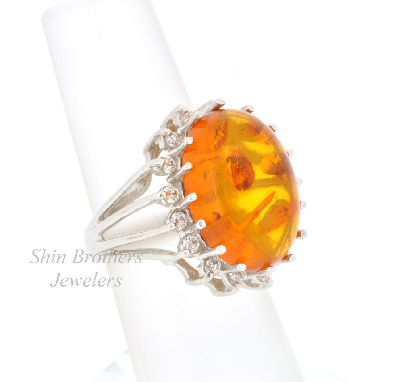 amber and diamond ring