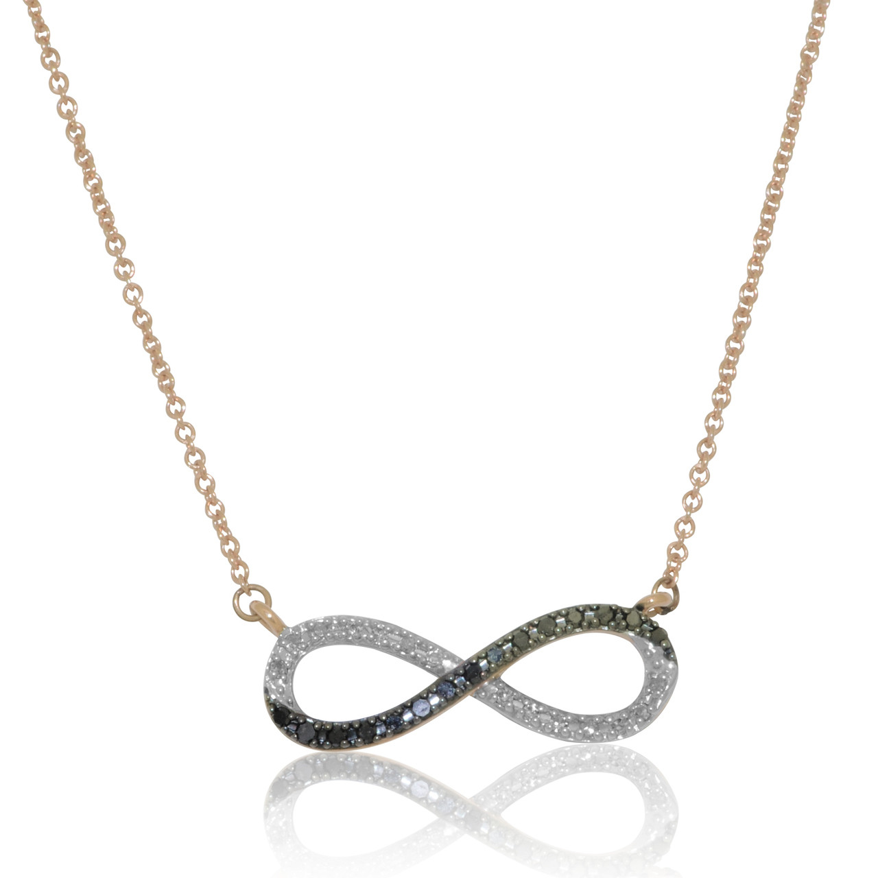 10K Rose Gold Black & White Diamond Infinity Necklace 39000118 | Shin  Brothers*