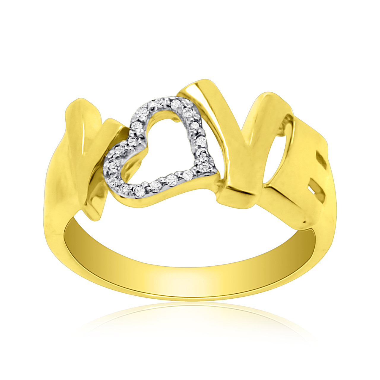 14kt gold and diamond love chain ring | Luna Skye