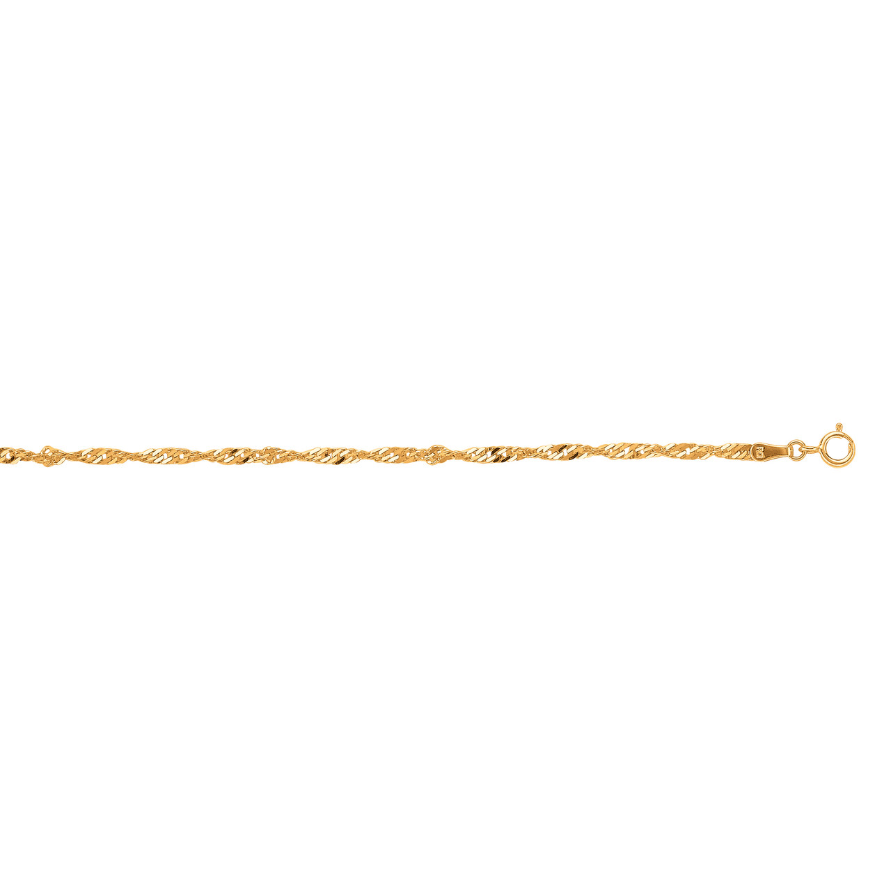 10K Solid Yellow Gold Dia Cut Rope Chain Ankle Bracelet 1.25mm 10"