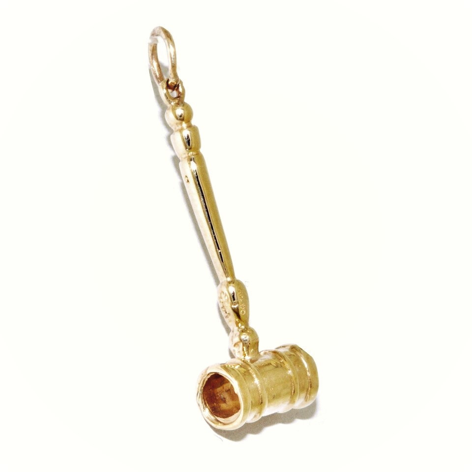 14K Yellow Gold 3D Gavel CharmBest Price From Shin Brothers*