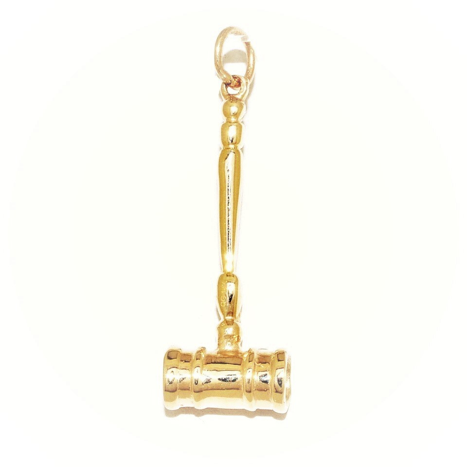 14K Yellow Gold 3D Gavel CharmBest Price From Shin Brothers*