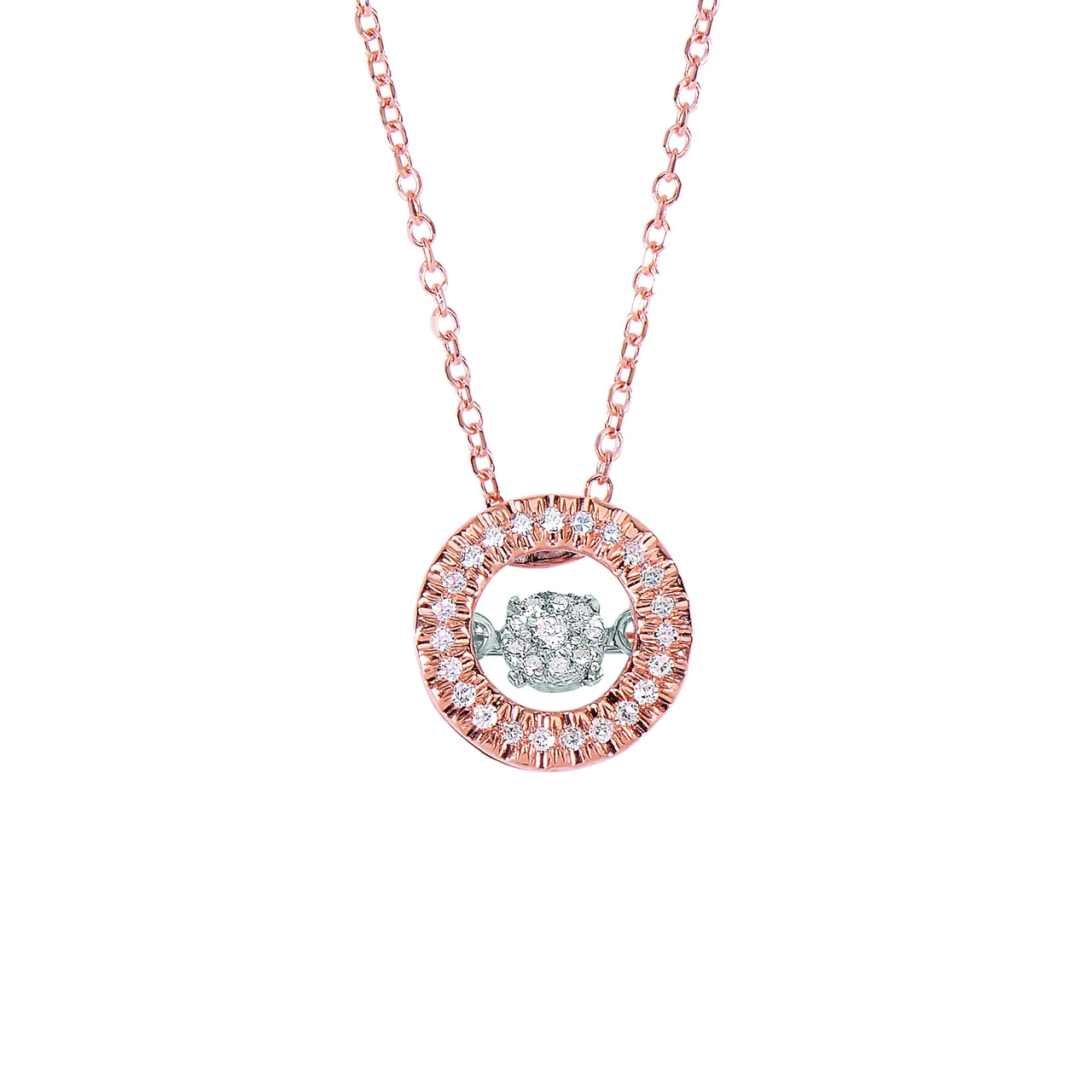 14k Rose Gold 0.1ct. Diamond Pendant 14K 18 inch 0.8MM Pink CABLE LINK ...