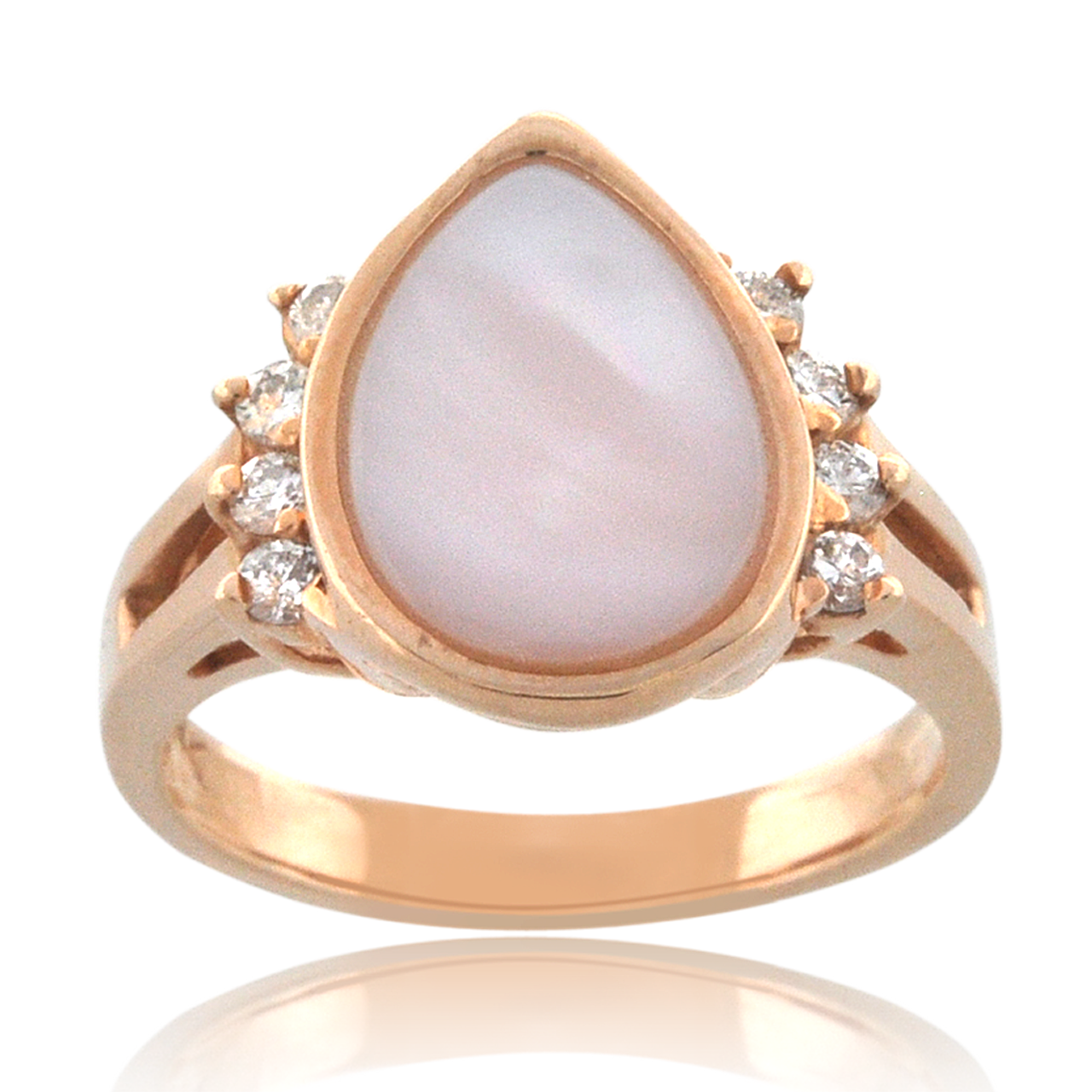 14K Rose Gold Pink Mother of Pearl Diamond Ring 12002615 | Shin
