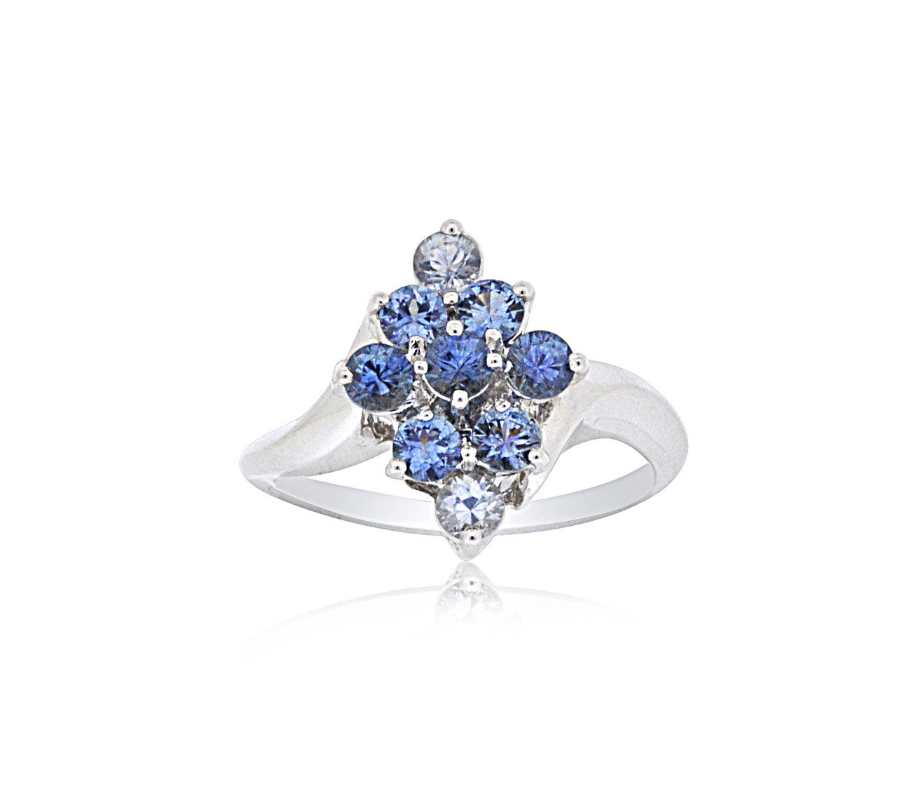 14K White Gold Blue Topaz Cluster Ring 12002635 By Shin Brothers*