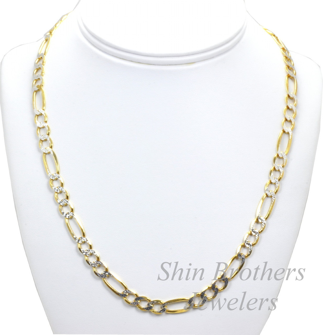 Sterling Silver and Gold Overlay Figaro Chain