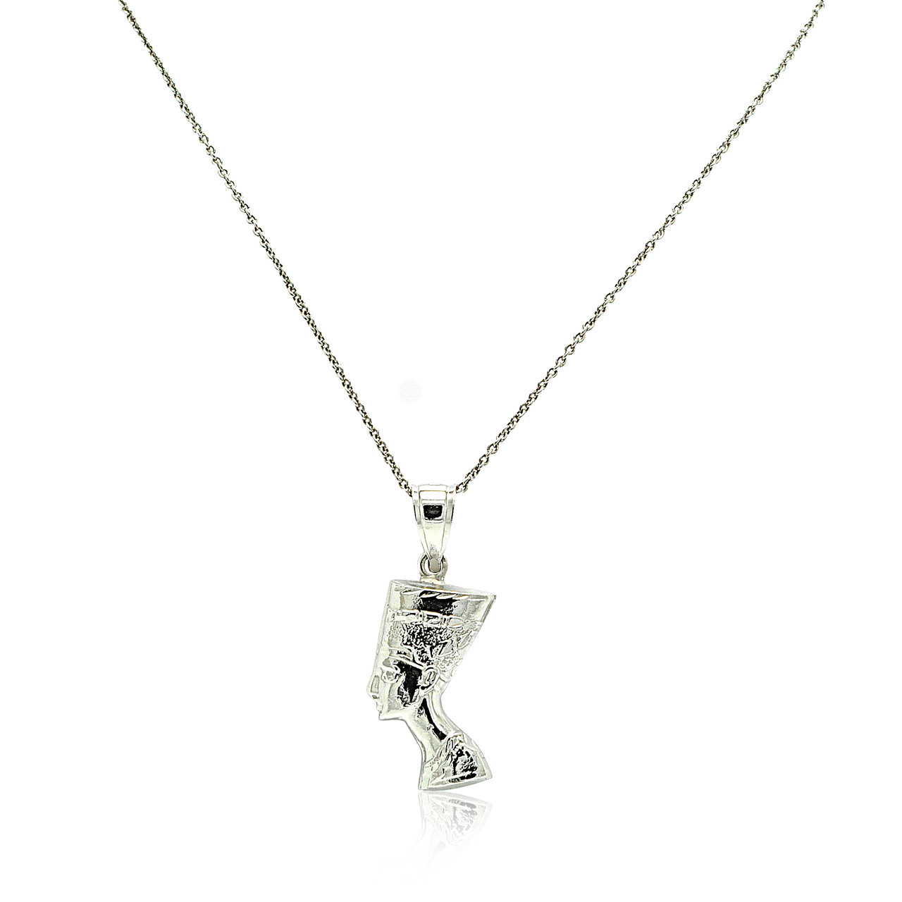 14K White Gold Nefertiti Pendant