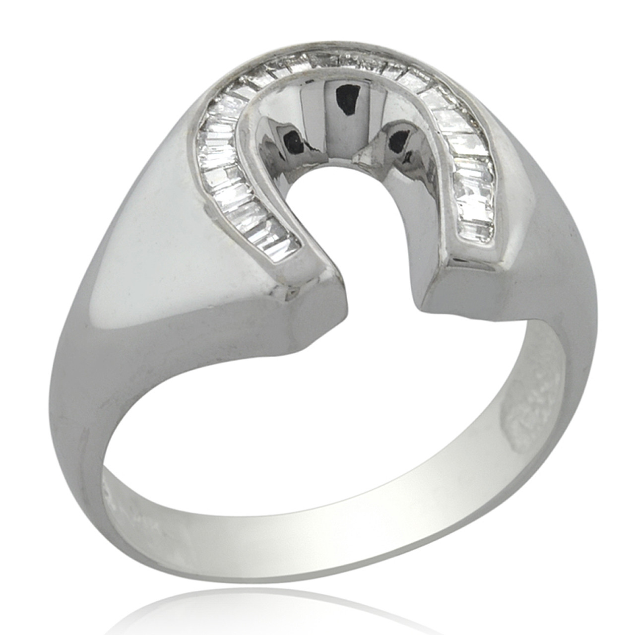 14K White Gold Men's Diamond Horseshoe Ring 11001430 | Shin Brothers*