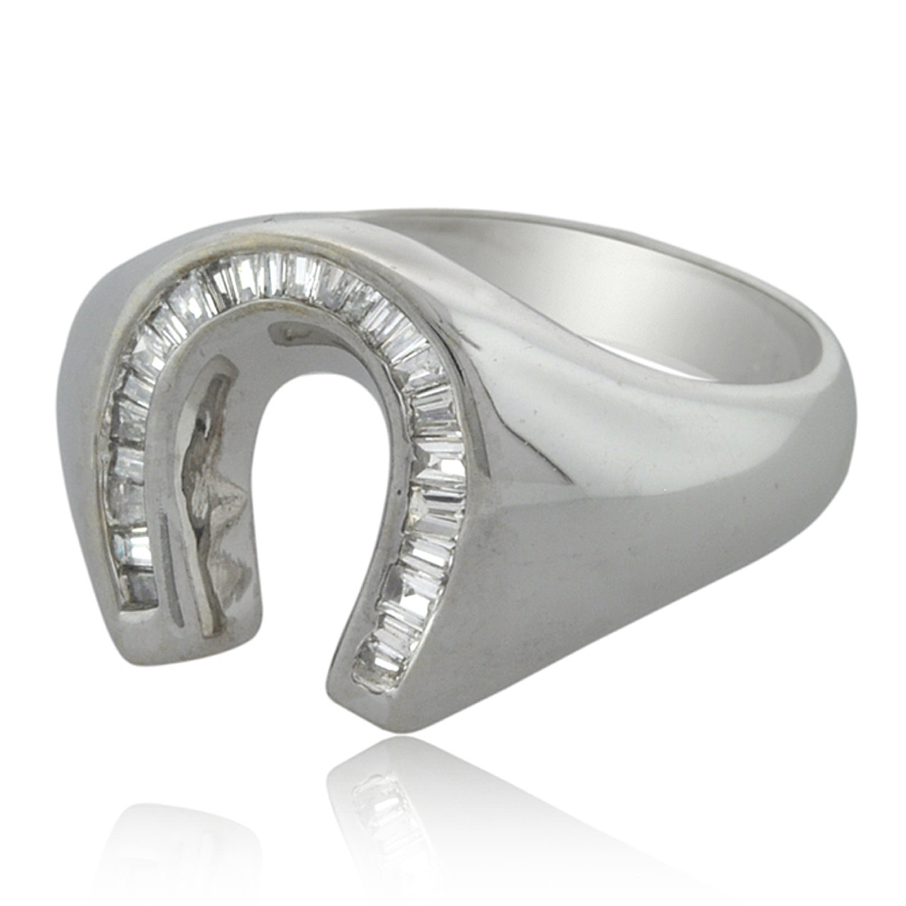 14K White Gold Men's Diamond Horseshoe Ring 11001430 | Shin Brothers*