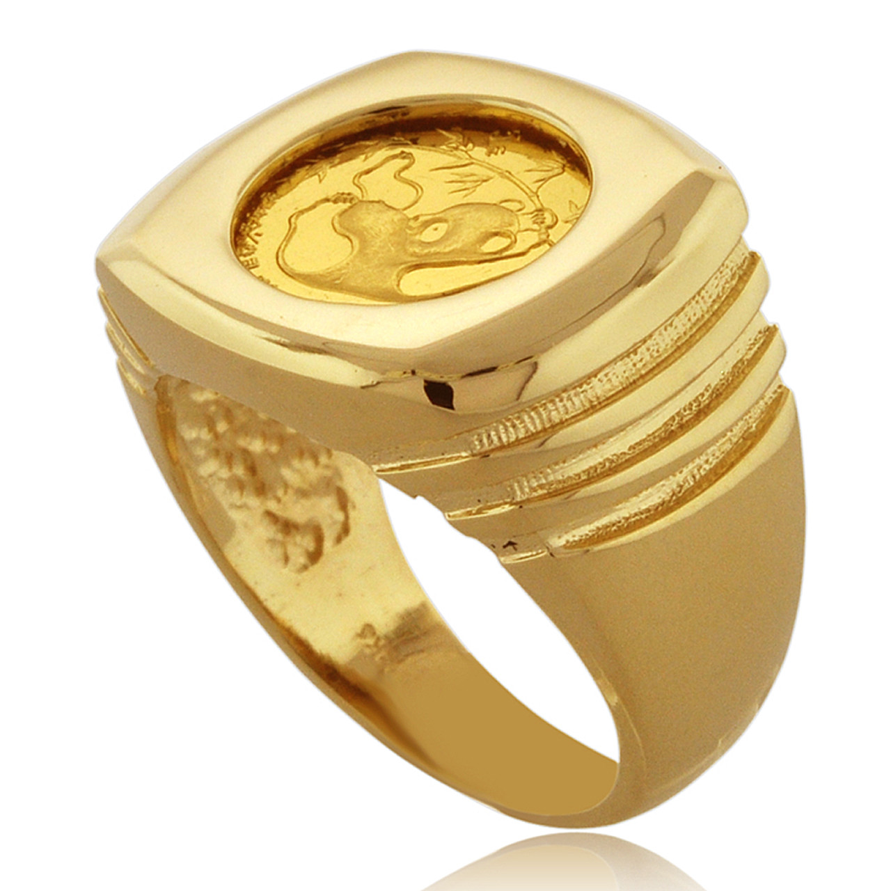 YA−MAN IS-101N GOLD Men's 10K Yellow Gold Real Diamond Square Pinky Statement