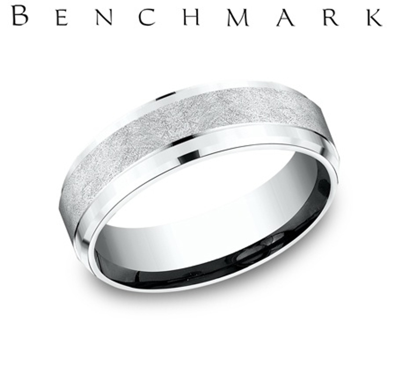 14K White Gold 7mm Comfort-Fit Satin-Finished Design Band | Shin Brothers*