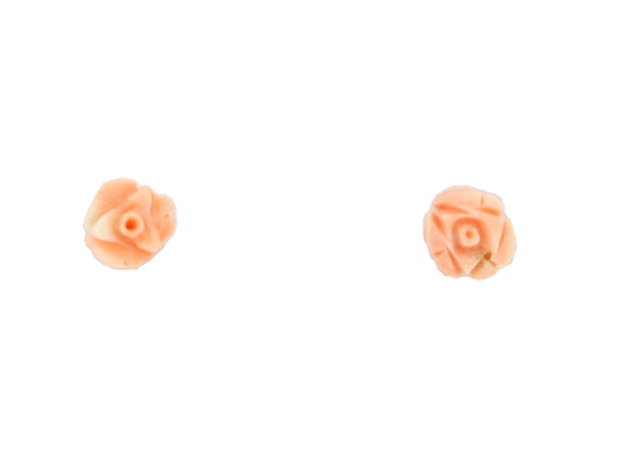 14K White Gold Pink Coral Rose Stud 