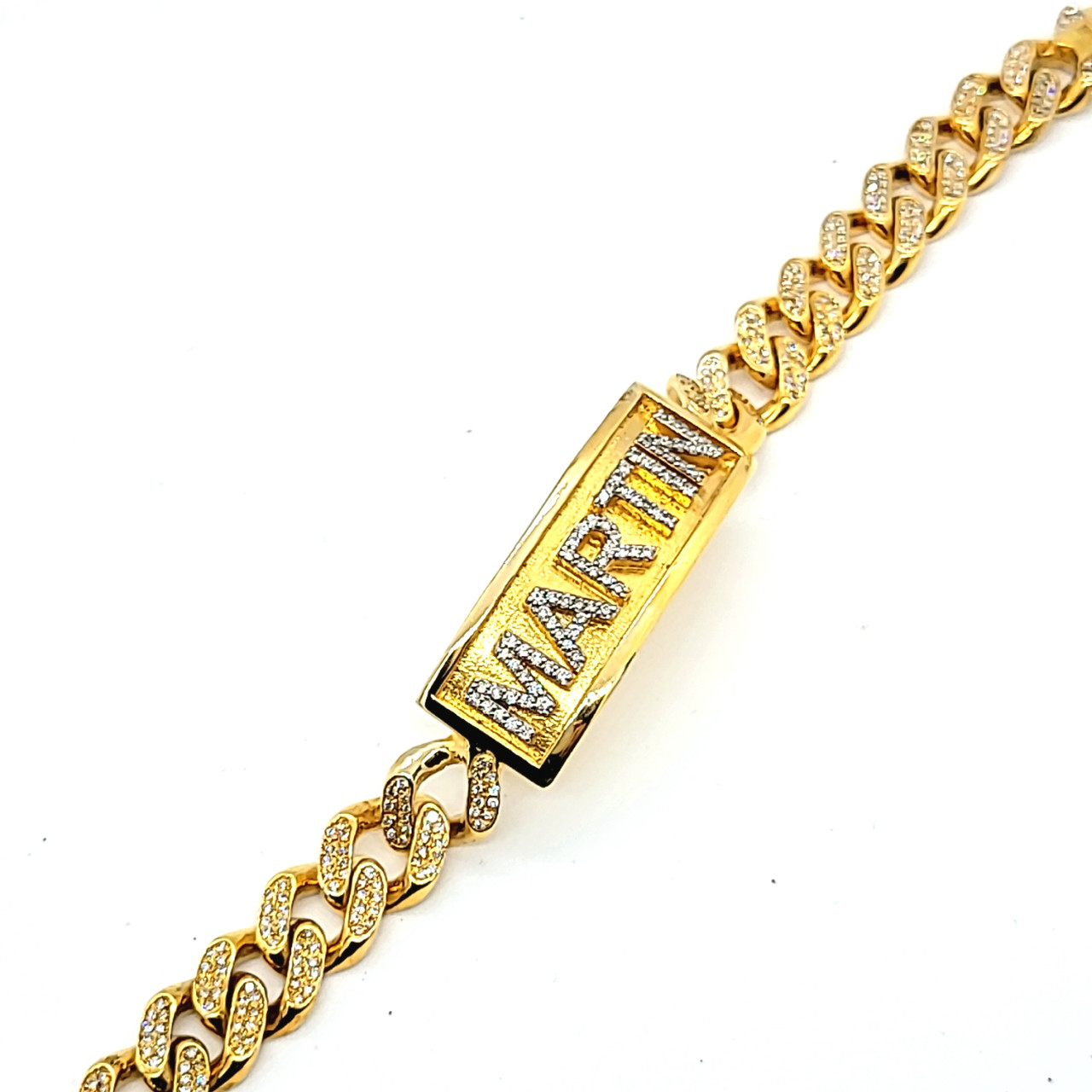 14K Yellow Gold Diamond Name ID Bracelet 21000804 | Shin Brothers*