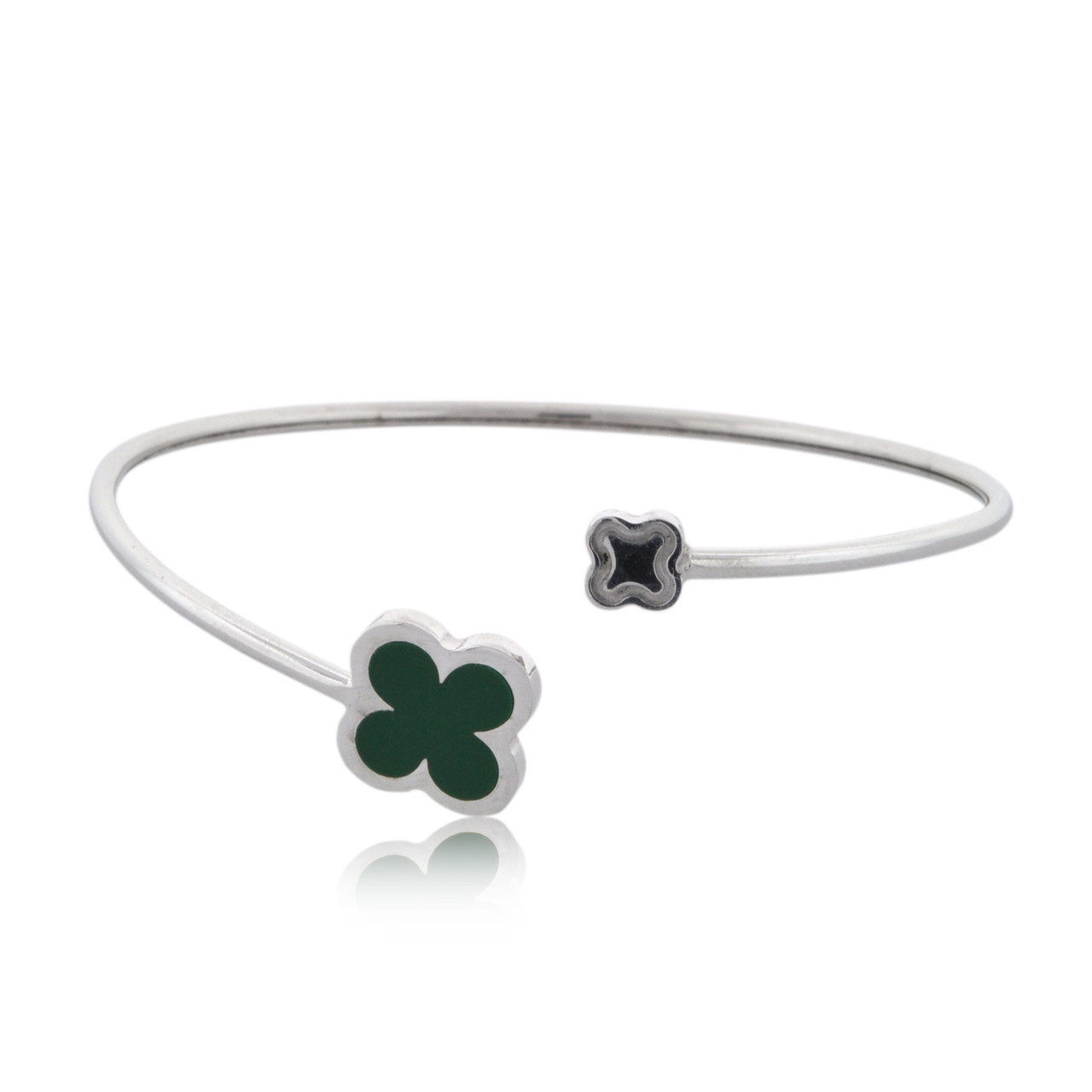 Sterling Silver Green Clover Bangle 82010894 | Shin Brothers*