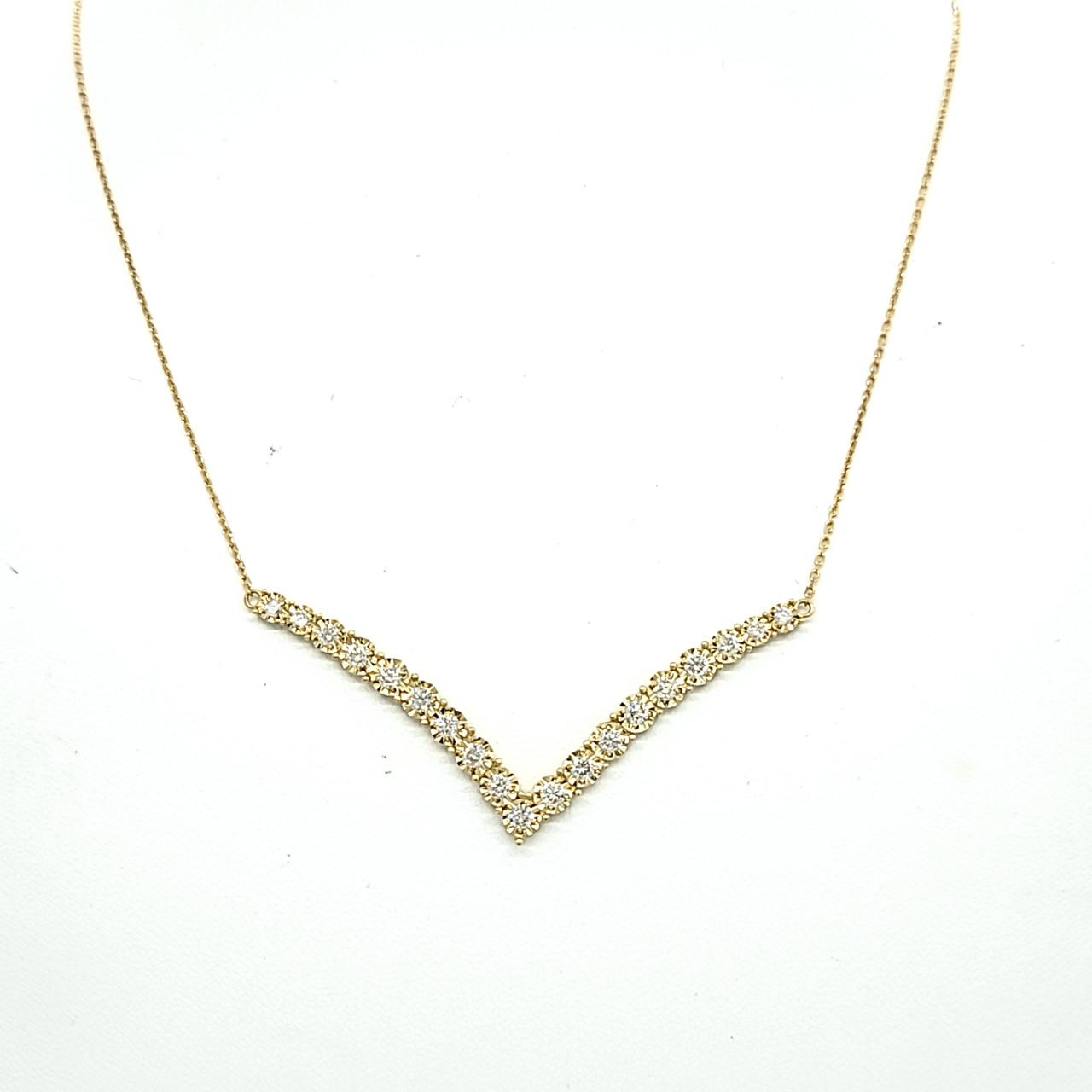 Cubic Zirconia Chevron Necklace in Sterling Silver and Yellow Gold Pla –  Day's Jewelers