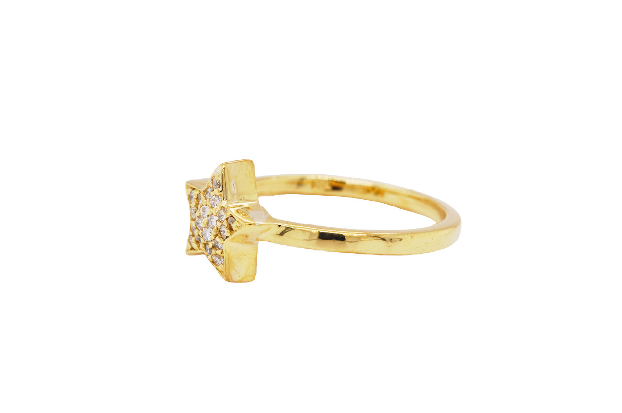 18K Yellow Gold Diamond Star Ring | Shin Brothers Jewelers Inc.