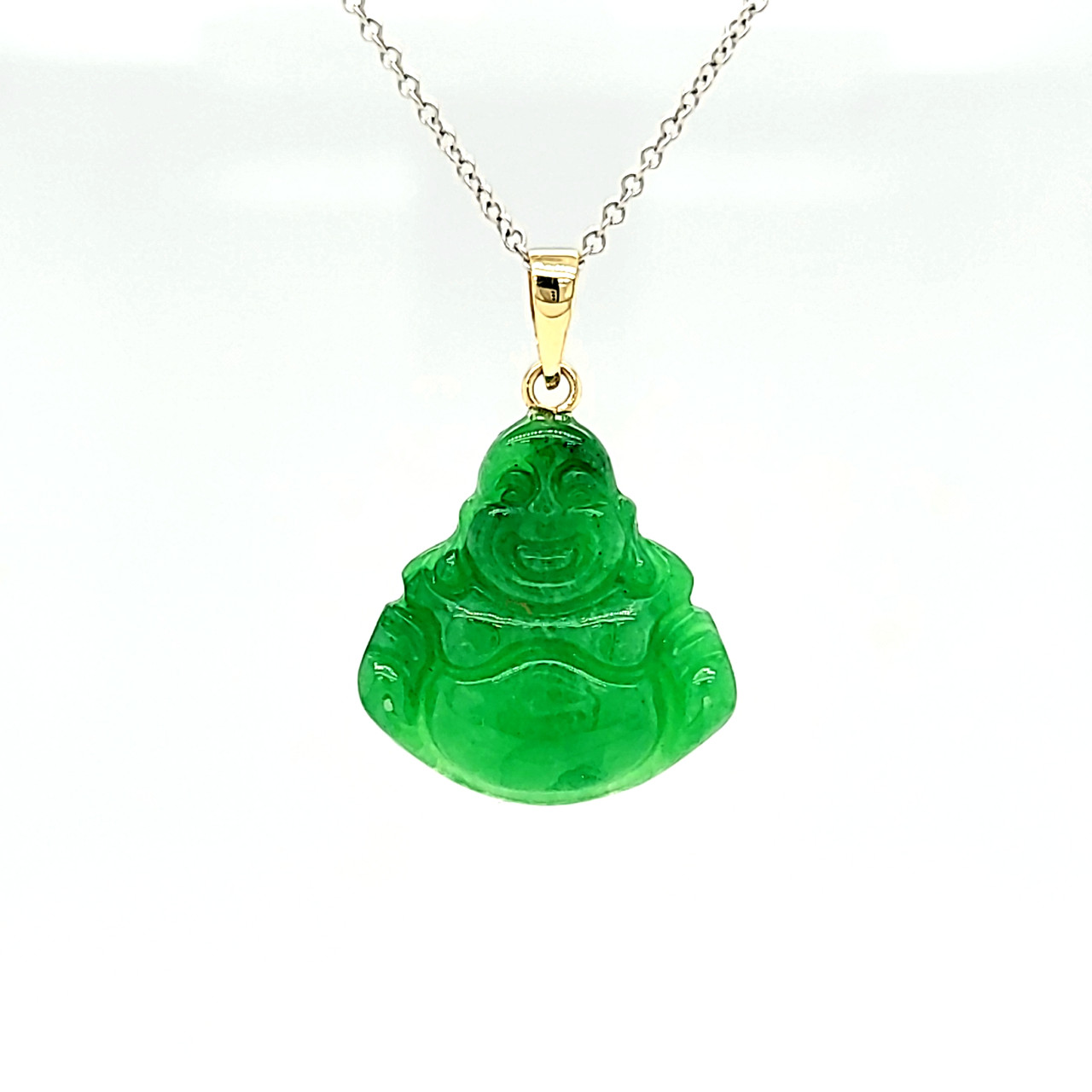 14K Yellow Gold Jade Buddha Charm | Shin Brothers Jewelers Inc.