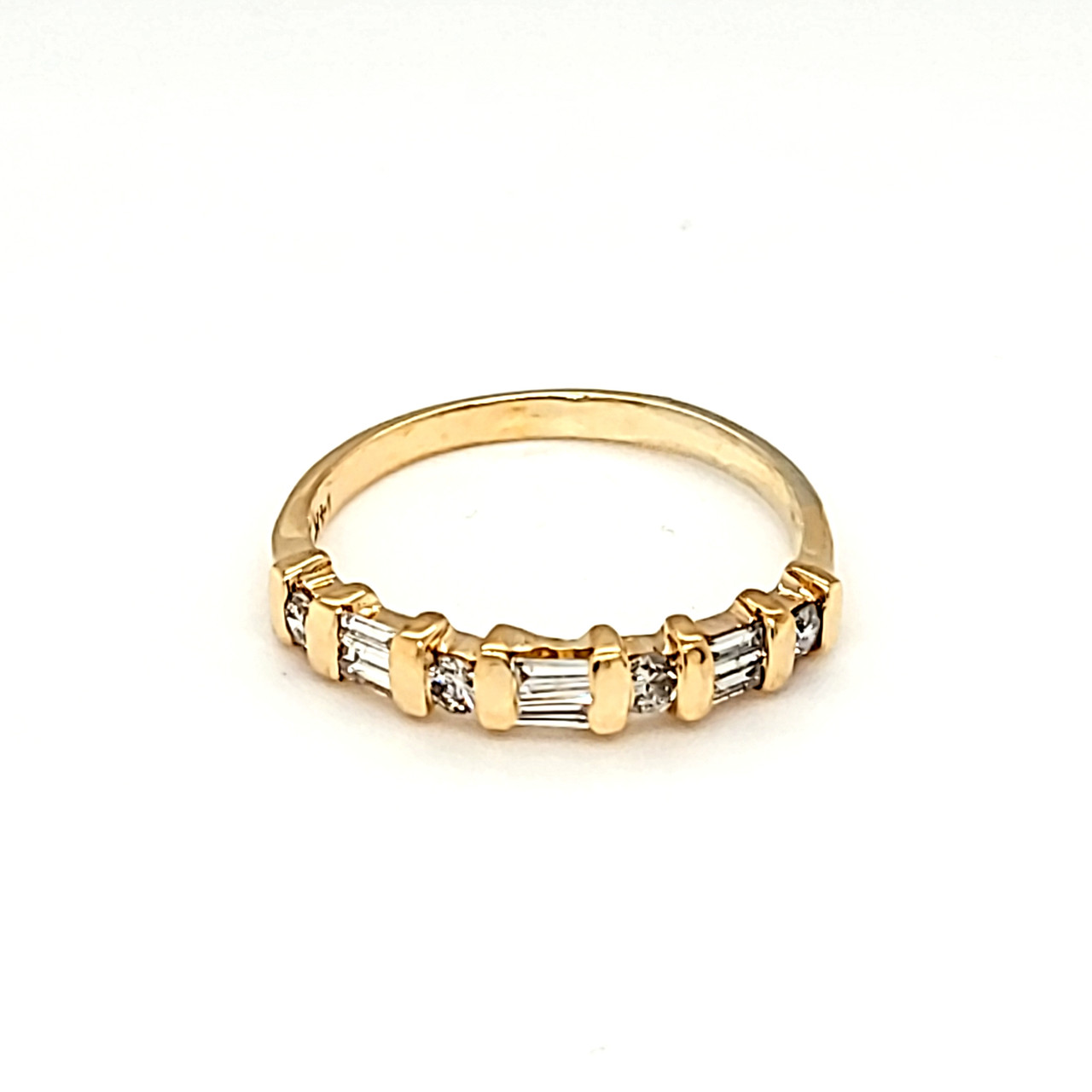 14K Yellow Gold Round & Baguette Diamond Band | Shin Brothers Jewelers Inc.