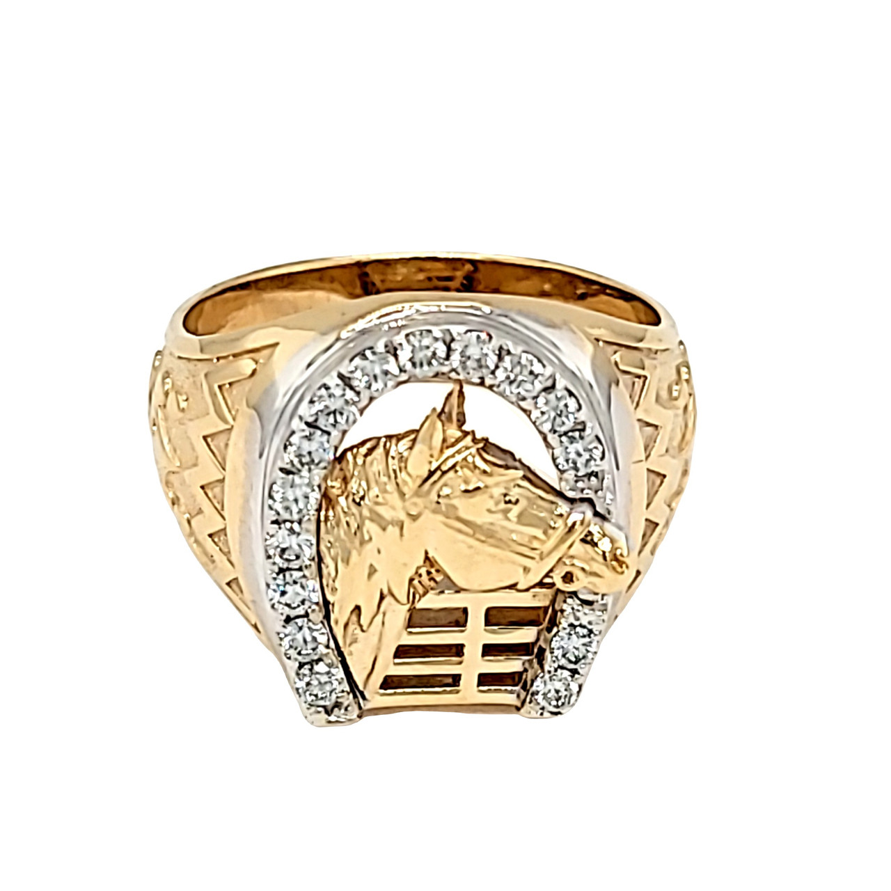 14K Yellow Gold Diamond Horseshoe Ring 11006770 | Shin Brothers*