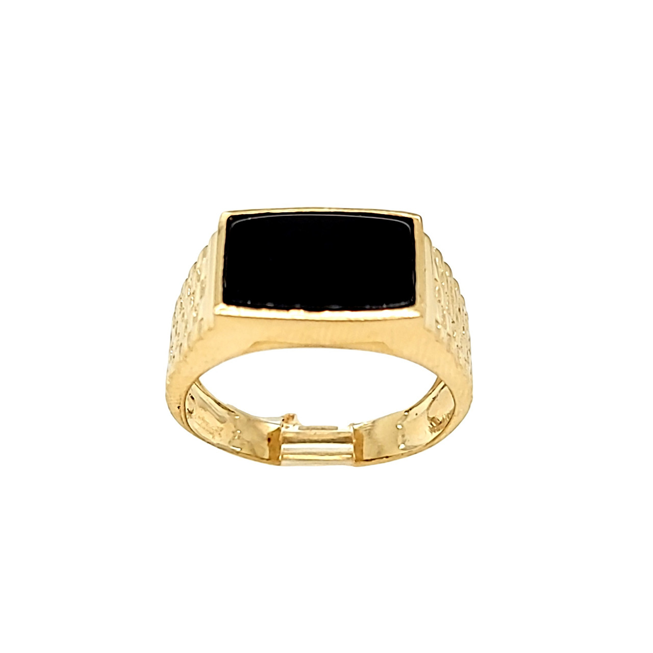 14K Yellow Gold Men's Onyx Ring | Shin Brothers Jewelers Inc.