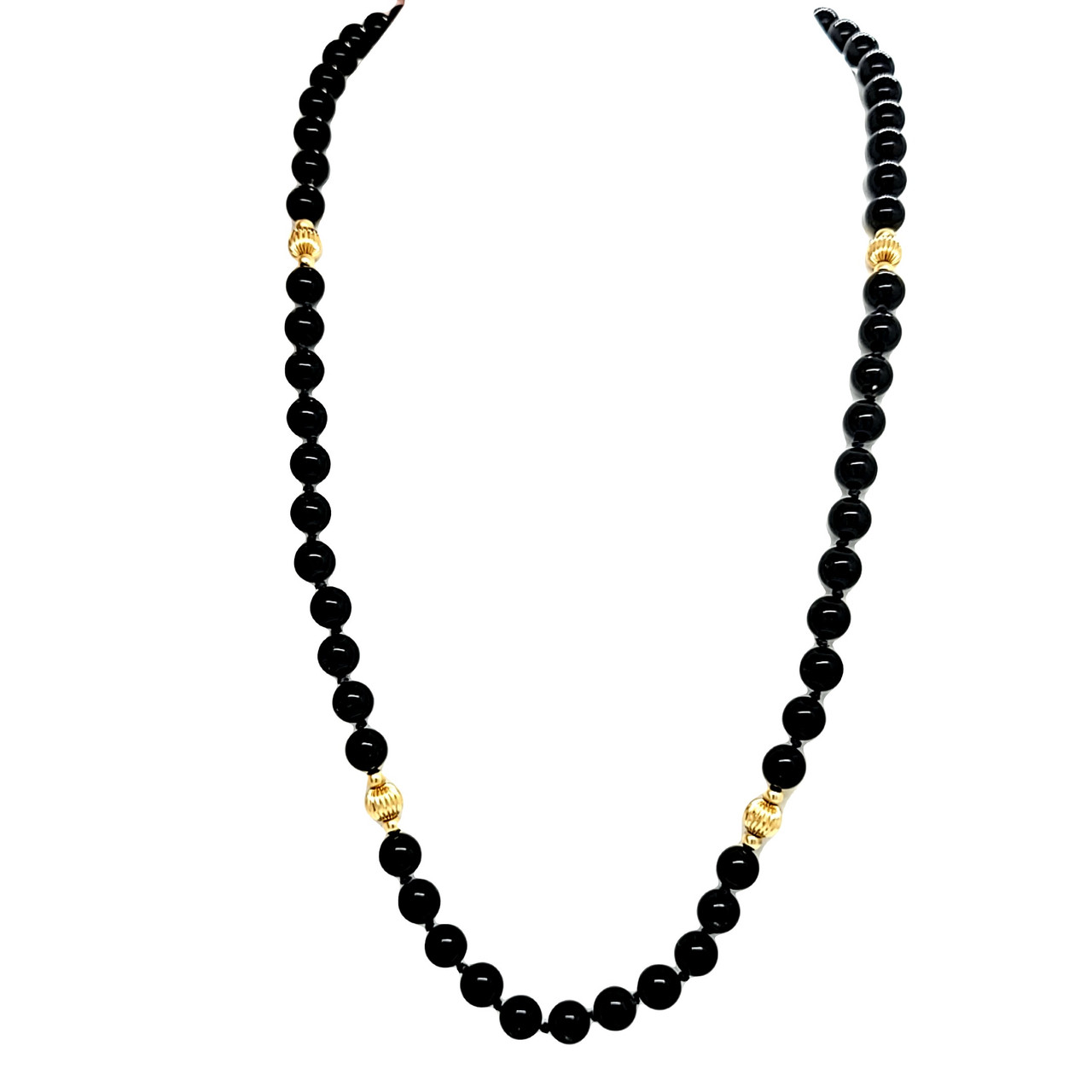 Single Line Real Natural Freshwater Pearl & Black Beads Necklace for Women  (SN934)