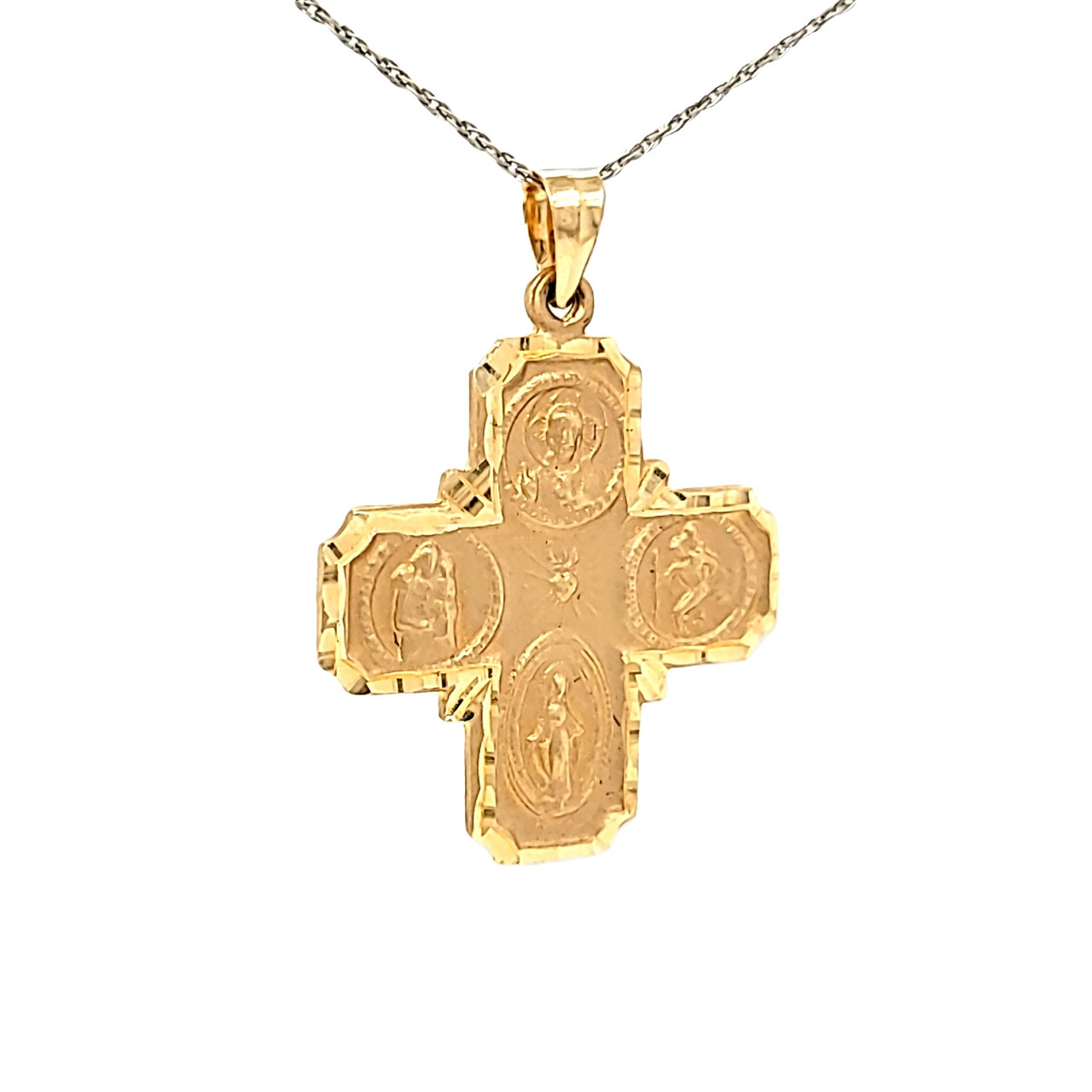 14K Yellow Gold Ornate Cross Pendant | Shin Brothers Jewelers Inc.