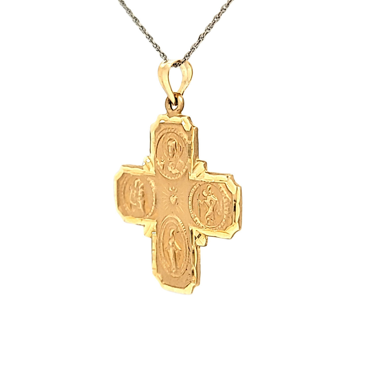 14K Yellow Gold Ornate Cross Pendant | Shin Brothers Jewelers Inc.