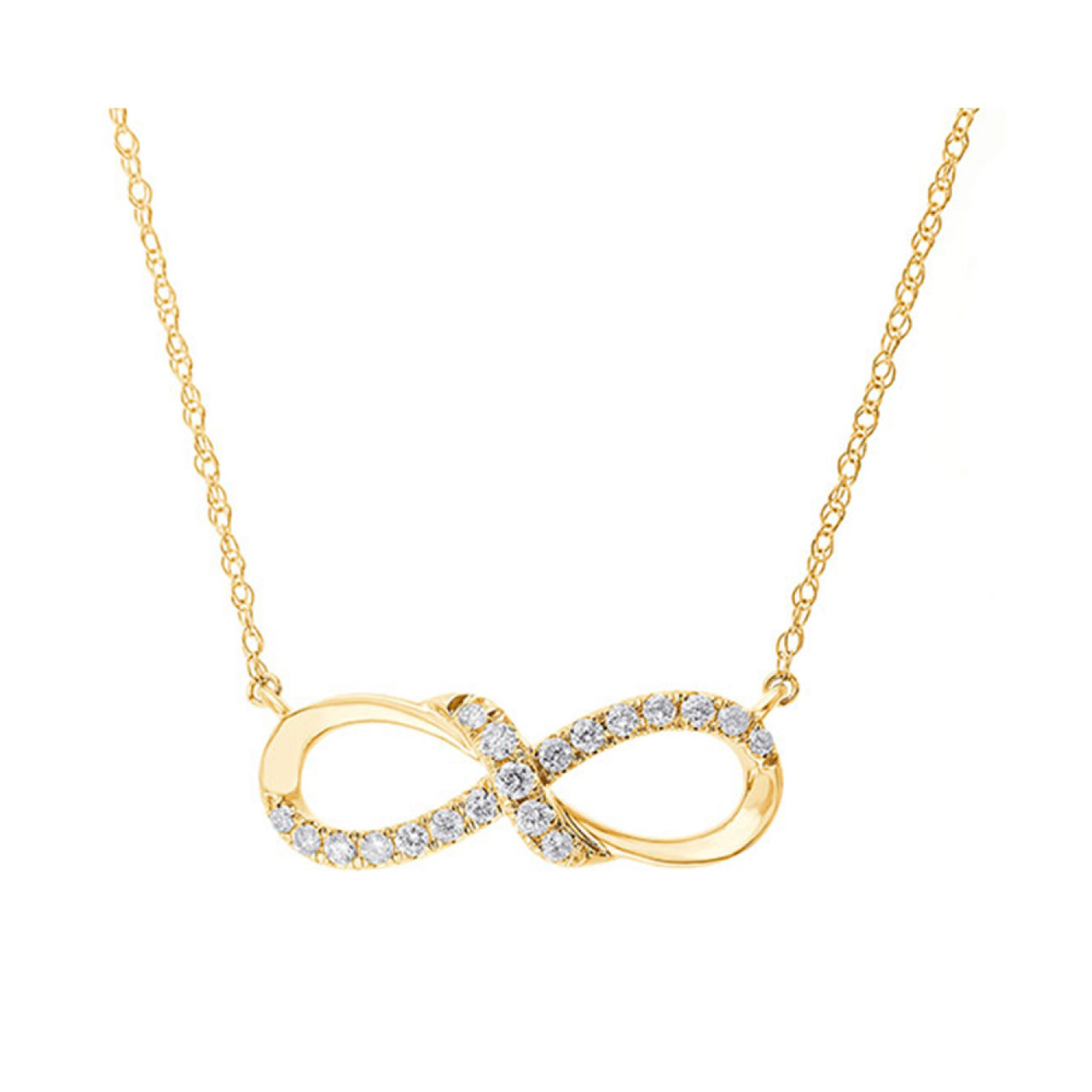 10K Yellow Gold Infinity Diamond Necklaces 39110015 | Shin Brothers*