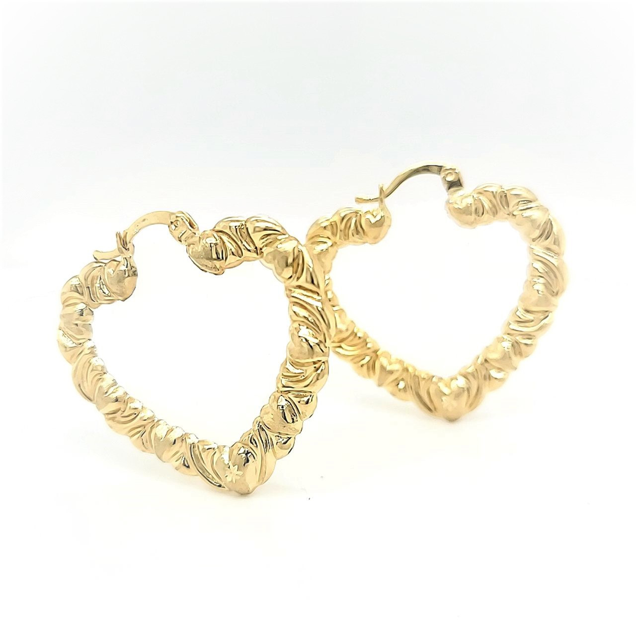 Yellow Gold Heart-Shaped Hoop Earrings