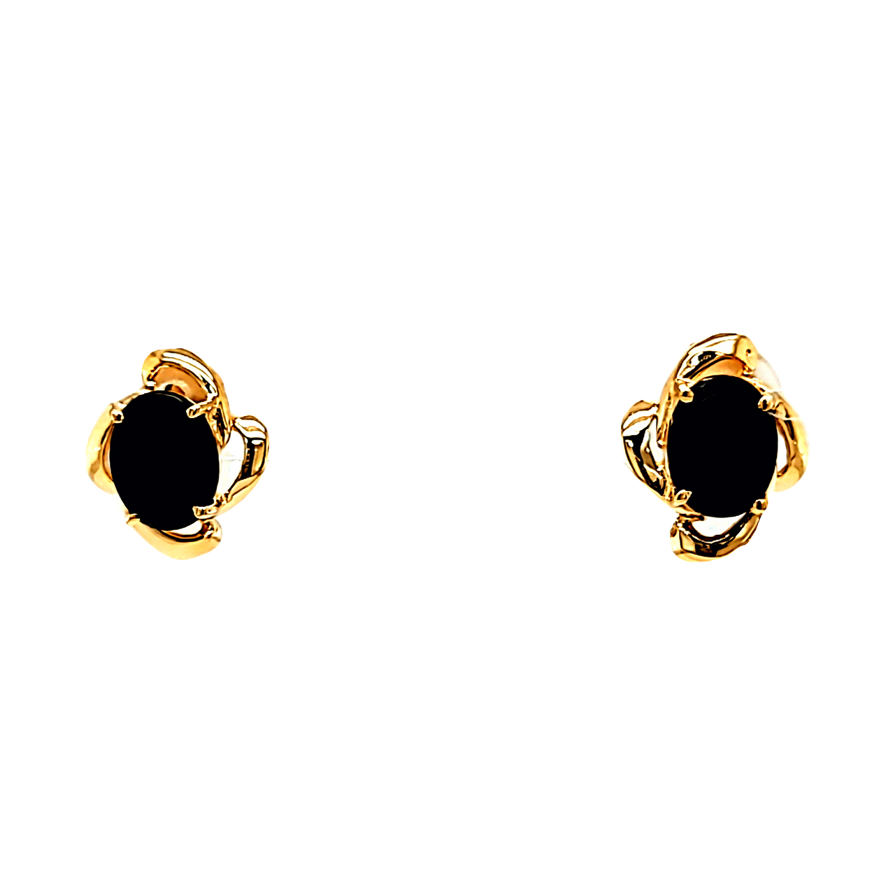 Ever Blossom Earrings, Yellow Gold, Onyx & Diamonds - Jewelry - Categories