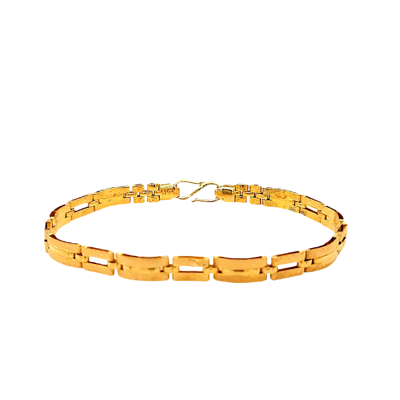 22K Yellow Gold Rectangle Link 7 Bracelet S Lock 20002105 | Shin Brothers*