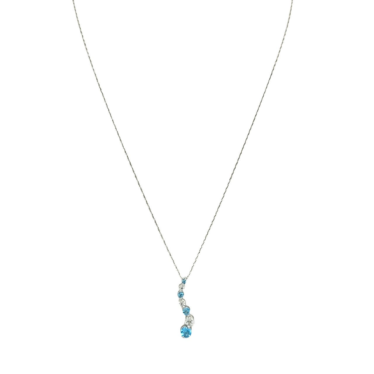 10K White Gold Blue and White CZ Journey Pendant Necklace | Shin 10K White Gold Blue and White CZ Journey Pendant Necklace | Shin