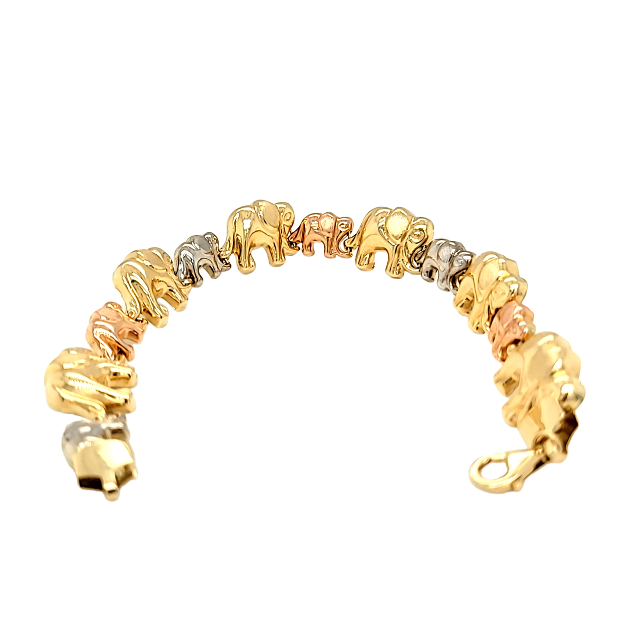 Yellow Gold Elephant Link Bracelet 7 14  14k Pachyderm  Wilson Brothers  Jewelry