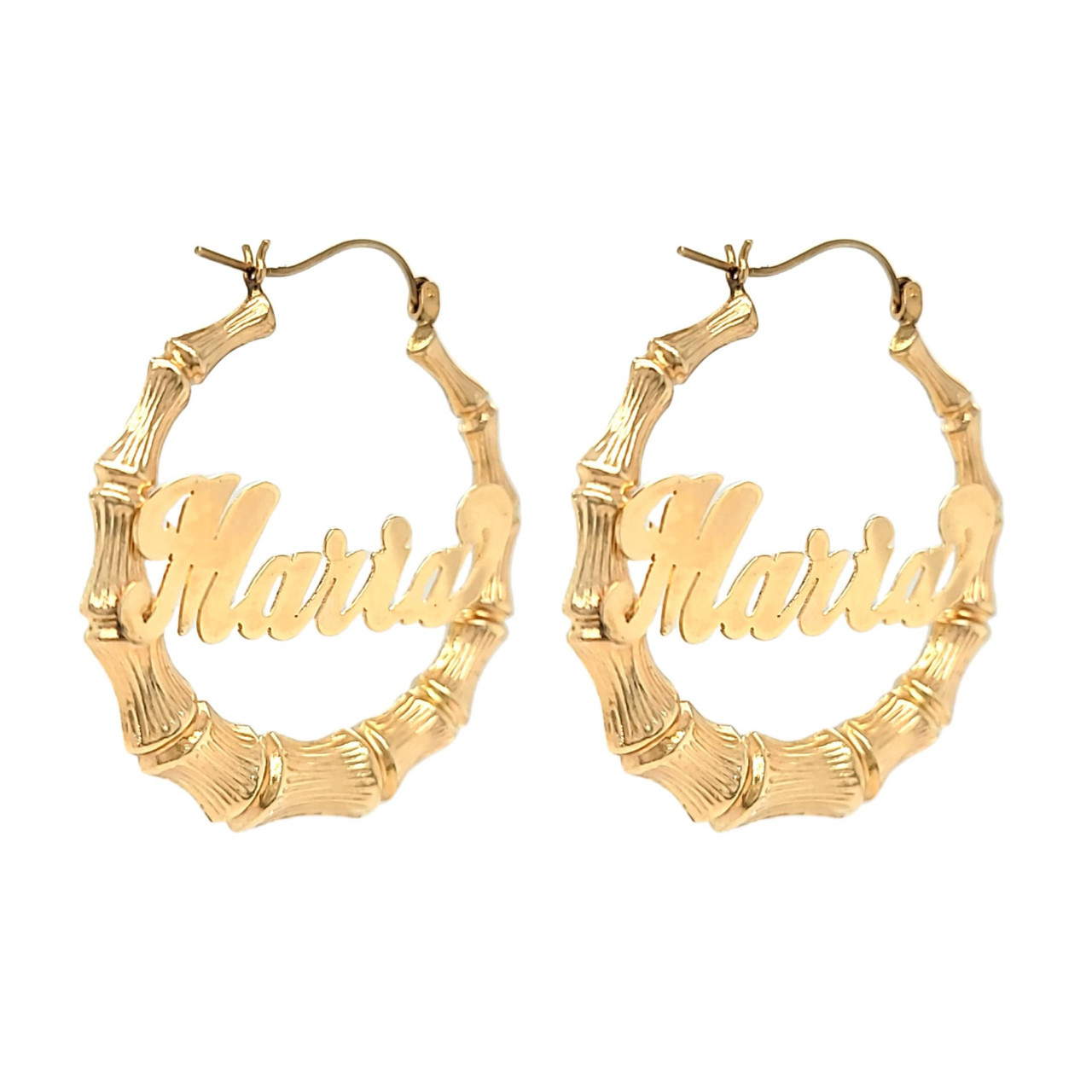 er14442 14K Medium Bamboo Earrings