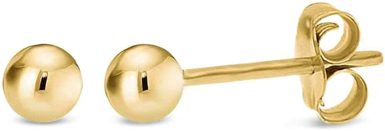 14K Yellow Gold 4mm Laser Cut Ball Stud Earrings - Walmart.com