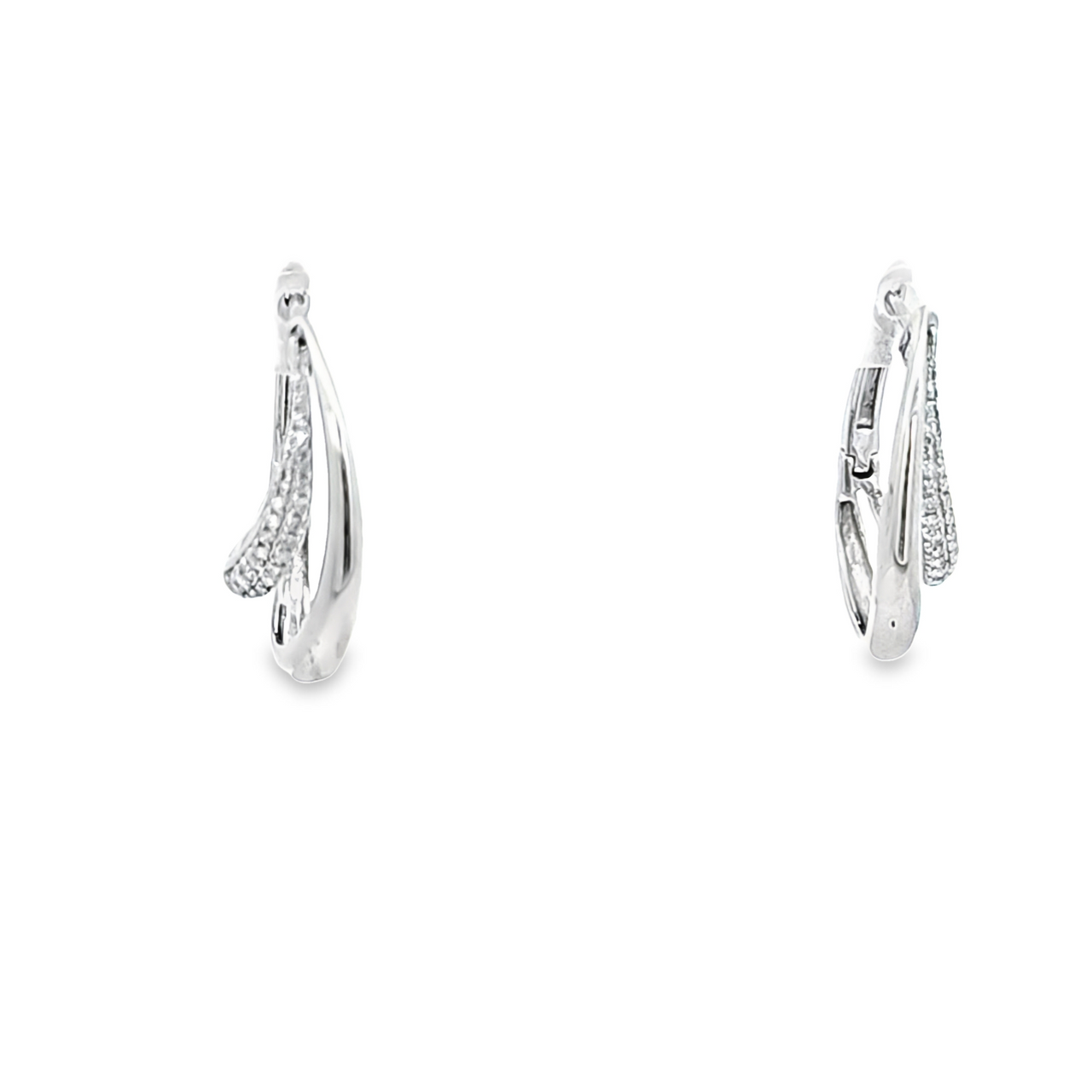10K White Gold Diamond Double Hoop Earrings 49000185 | Shin Brothers*