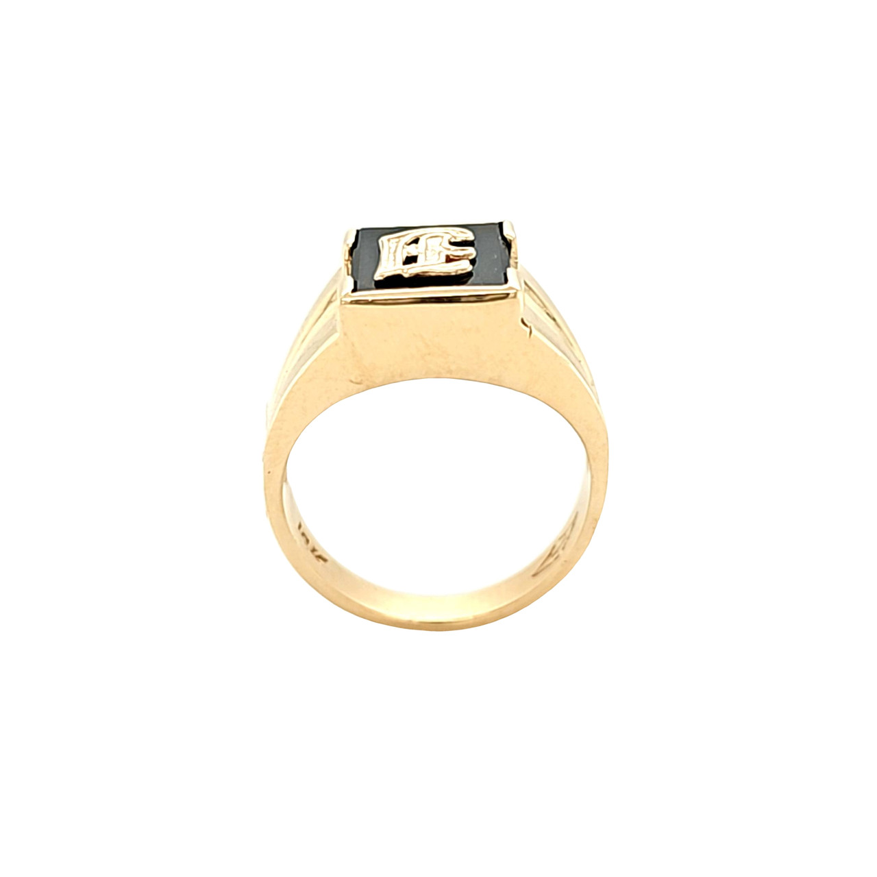 10K Yellow Gold Onyx Initial 