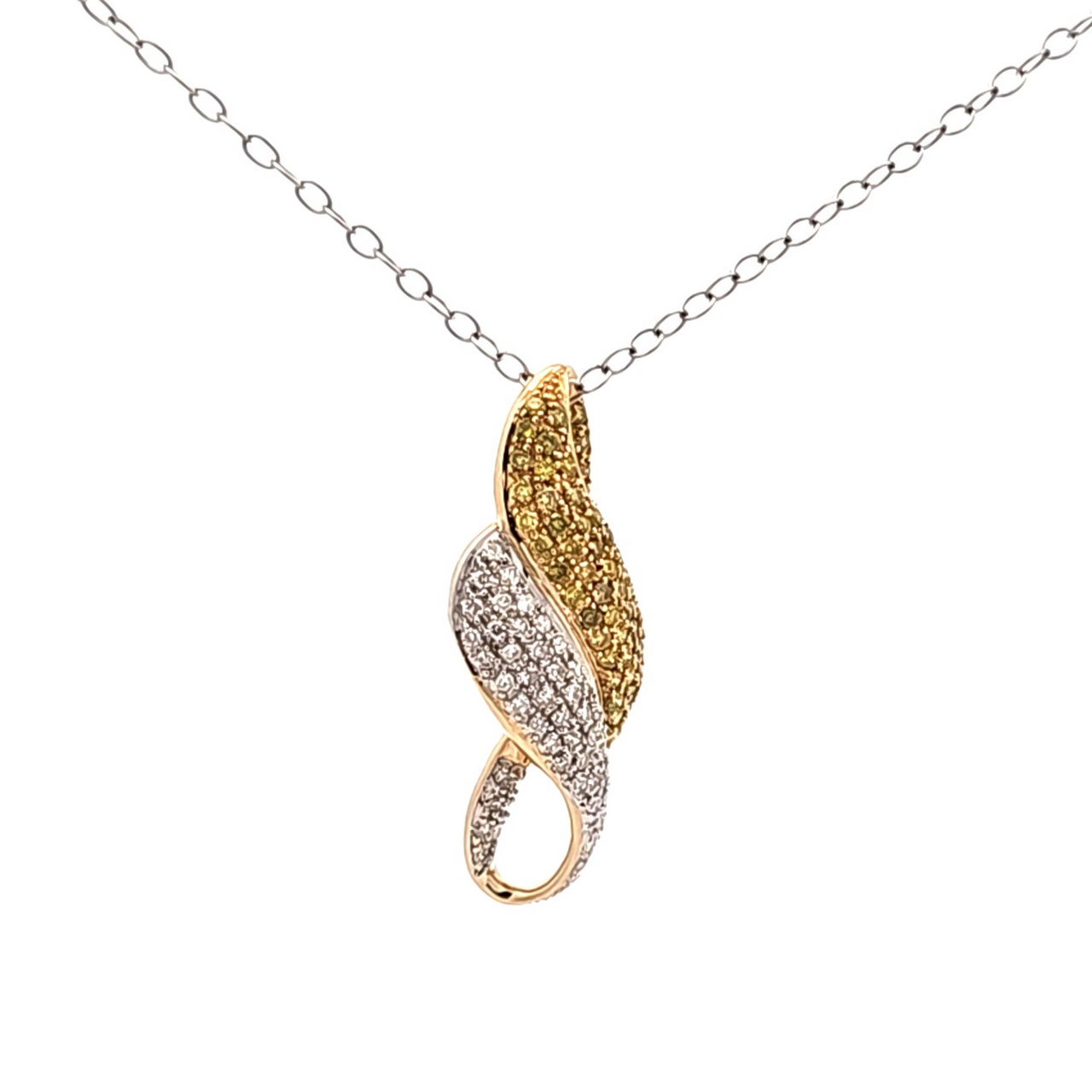 14K Yellow Gold Fancy Yellow and White Diamond Slide Charm