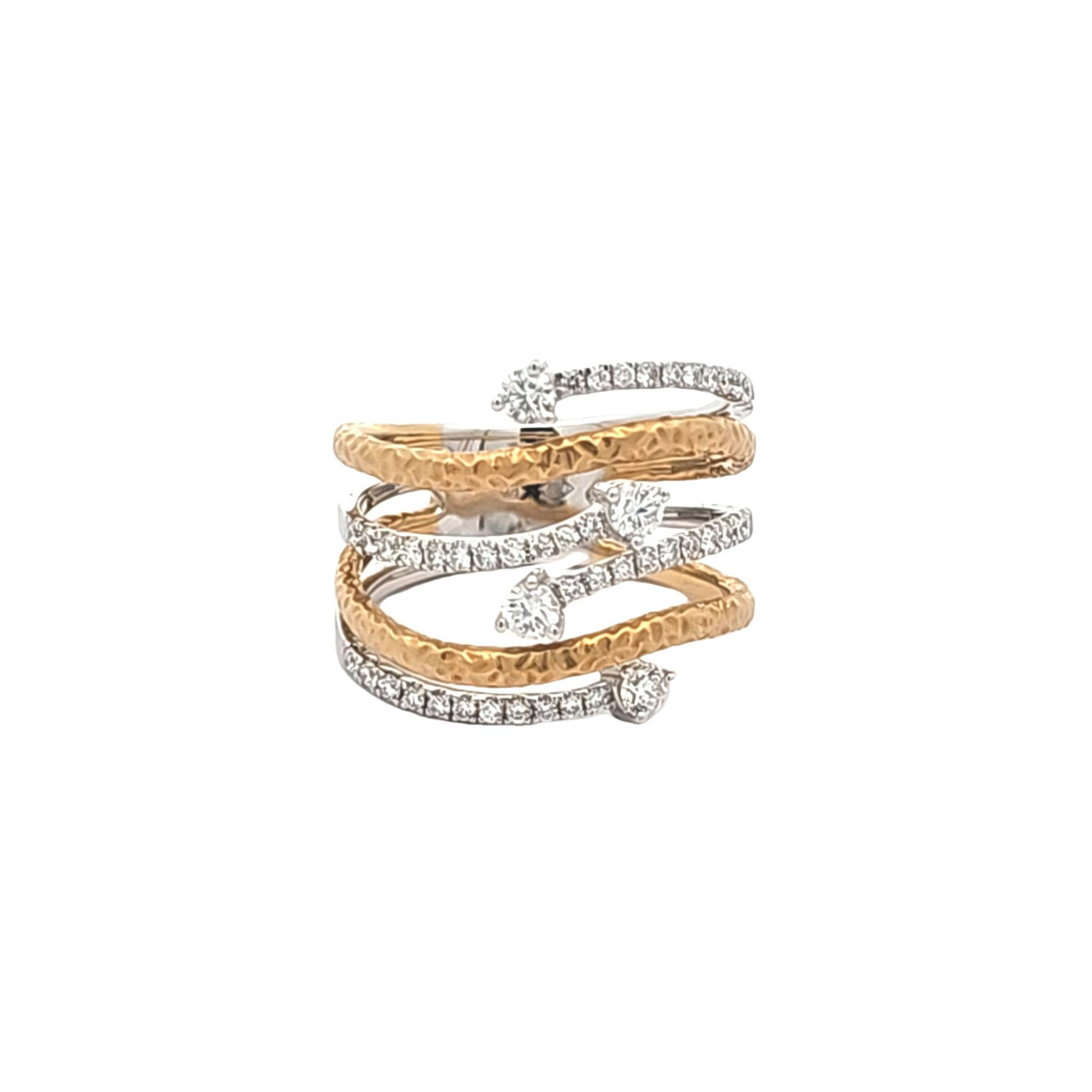 18K Two Tone Gold Four Layer Diamond Ring | Shin Brothers